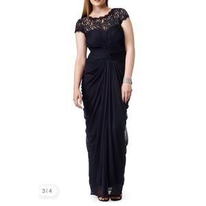 Like a Glove Gown Adrianna Papell Black Evening Event Formal Glam Dress 8